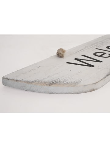 MCW Wandschild Welcome im Shabby-Look, Weiß