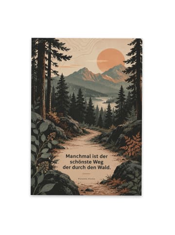 Mr. & Mrs. Panda Postkarte Wald grafisch Design mit Spruch in Weiß
