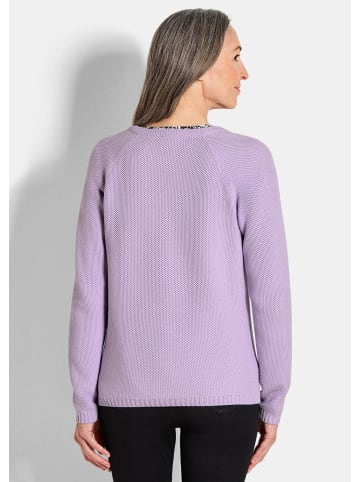 GOLDNER Strickjacke Cardigan aus Baumwolle, Rundhals in flieder