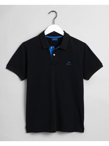 Gant Piqué Rugby Shirt in Schwarz