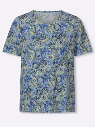 Sieh an! Rundhals-Shirt in marine-zitrone-bedruckt