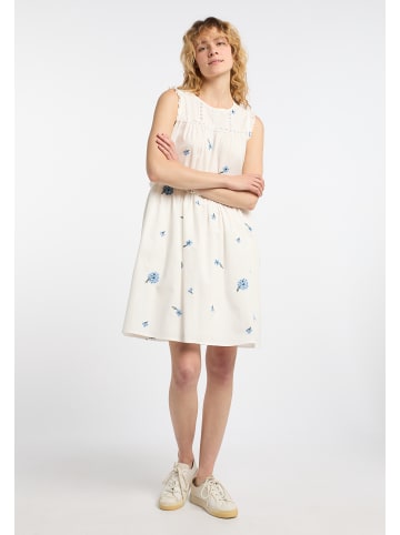 DreiMaster Damen Midikleid in Wollweiss Blau