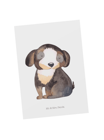 Mr. & Mrs. Panda Postkarte Hund Entspannen ohne Spruch in Weiß