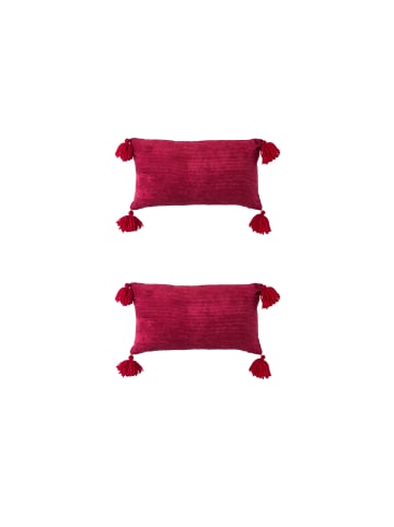 Creativ home 2er Set: Dekokissen mit Pompoms in rot