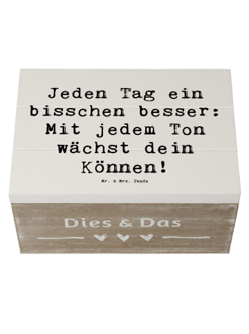 Mr. & Mrs. Panda Holzkiste Spruch Ein neues Musikinstrument lern... in Weiß