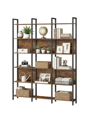 VASAGLE Bücherregal Barnet in Braun-Schwarz - (B)128 x (H)187.1 x (T)24 cm