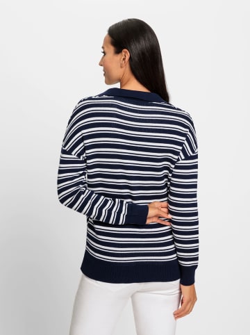 Heine Pullover in marine-ecru-gemustert