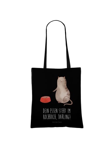 Mr. & Mrs. Panda Jutetasche Katze Fressen mit Spruch in Schwarz