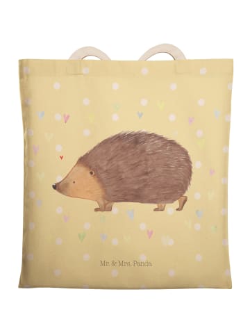 Mr. & Mrs. Panda Tote Bag Igel Herzen ohne Spruch in Gelb Pastell