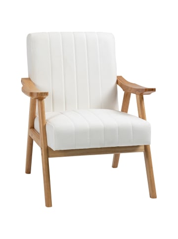 HOMCOM Ohrensessel-68L x 74B x 82H cm-Cremeweiß