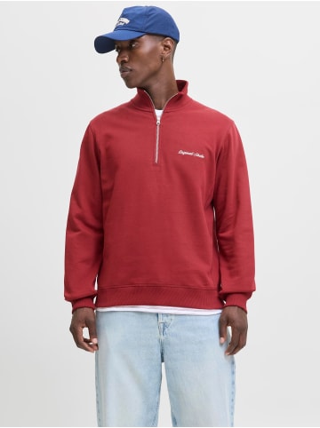 Jack & Jones Sweatshirt mit halbem Reißverschluss in Tibetan Red