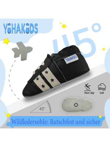 Yihakids Baby Krabbelschuhe aus Leder, weiche Lauflernschuhe mit rutschfester Sohle 