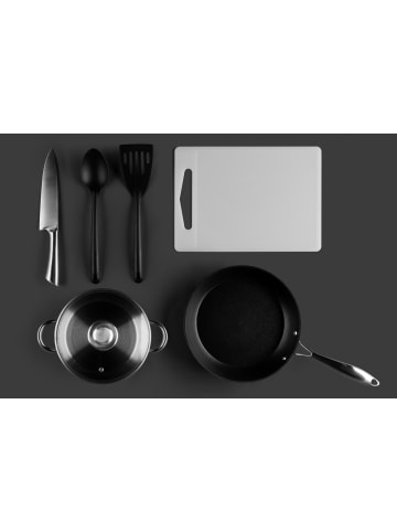 Maku Starter-Kochset, 6-teilig in Schwarz, (B) 15 x (H) 28 x (L) 46 cm