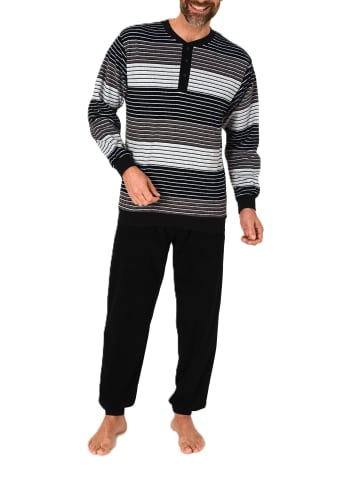 NORMANN Langarm Schlafanzug Frottee Stretch Pyjama Bündchen - 86799 in grau