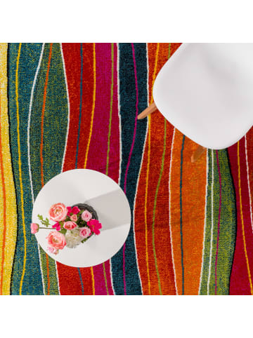 KADIMA DESIGN Teppich Kurzflor Wellen Wohnzimmer in Mehrfarbig