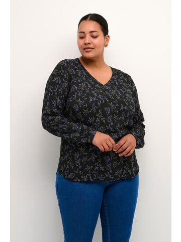 KAFFE curve Langarm-Bluse KCami Regular fit in Black/Purple Flower Print