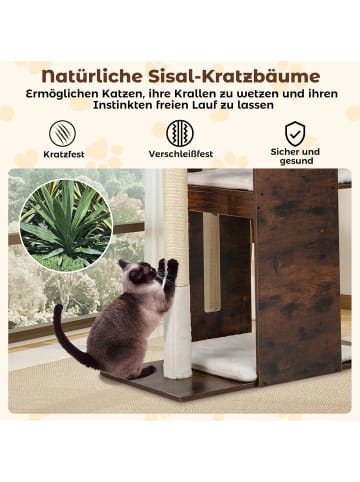 COSTWAY Kratzbaum Holz 120 cm in Braun