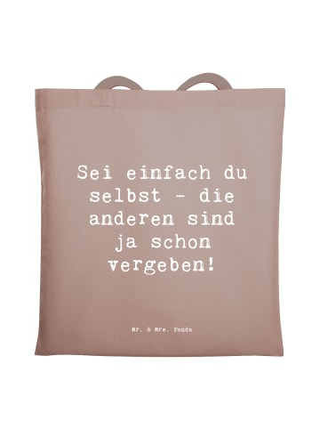 Mr. & Mrs. Panda Tote Bag Spruch Selbstakzeptanz Einzigartig mit... in Braun Pastell