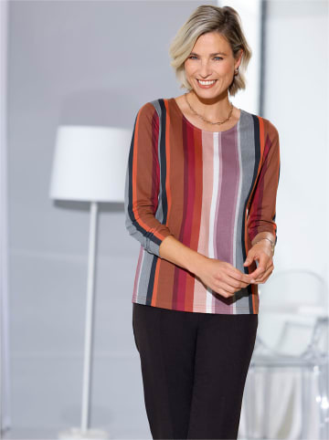Sieh an! Langarmshirt in dunkelrot-rostrot-gestreift