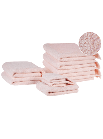 Beliani 9er-Set Handtuch ATIU in Rosa