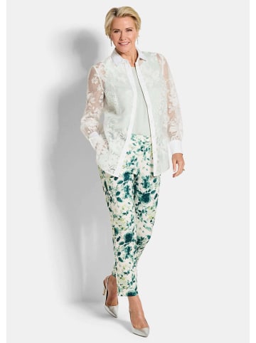 GOLDNER Hemdbluse mit floralem Muster in weiß