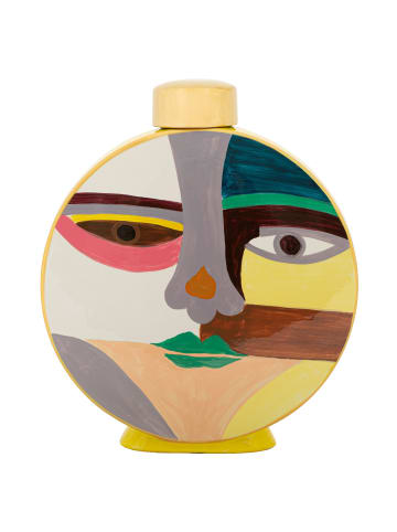 Mauro Ferretti Mehrfarbige Keramikvase mit Deckel, 28 x 9 x 33 cm
