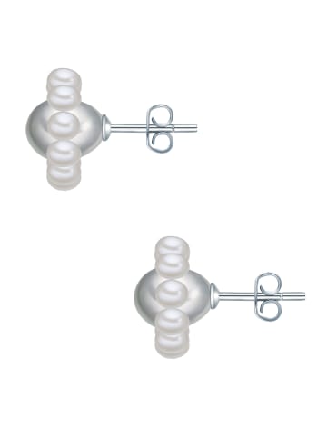 Valero Pearls Perlen-Ohrstecker Blüte Sterling Silber Süßwasser-Zuchtperle in grau