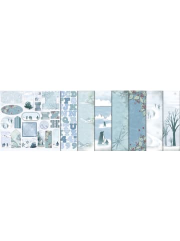 Buntpapierfabrik Ludwig Bähr Scrapbook Paper Premium Glitter 30,5x30,5cm Collection Winter 6 Blatt 1 Die-Cut + 1 Chipboard