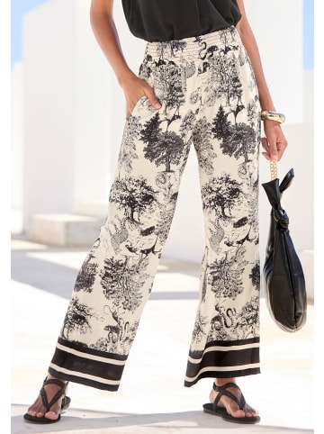 LASCANA Palazzohose in creme-schwarz bedruckt