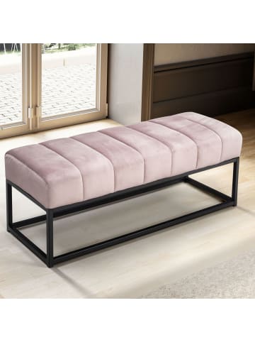 FineBuy Sitzbänk in Rosa / Samt / 108x40x40