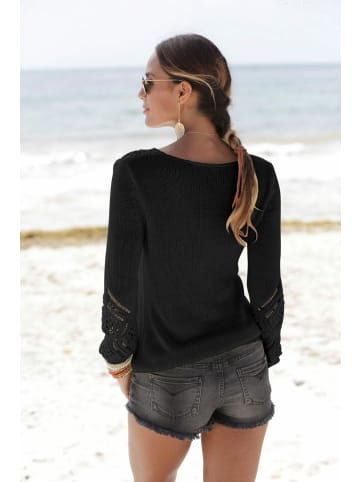 LASCANA Strandpullover in schwarz