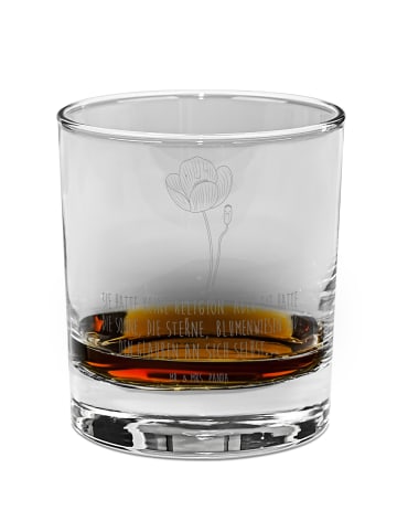 Mr. & Mrs. Panda Whiskey Glas Blume Mohnblume mit Spruch in Transparent