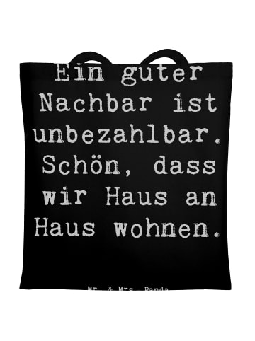 Mr. & Mrs. Panda Tasche Spruch Guter Nachbar mit Spruch in Schwarz