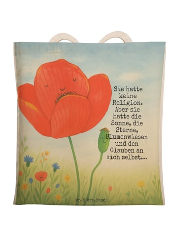 Mr. & Mrs. Panda Beuteltasche Blume Mohnblume Design mit Spruch in Weiß