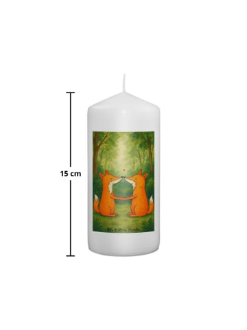 Mr. & Mrs. Panda Stumpenkerze Füchse Liebe Design ohne Spruch in Weiß