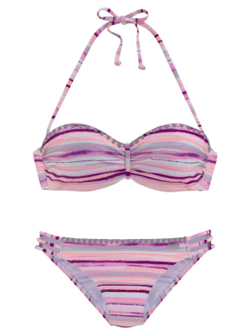 Venice Beach Bügel-Bandeau-Bikini in lachs-bedruckt