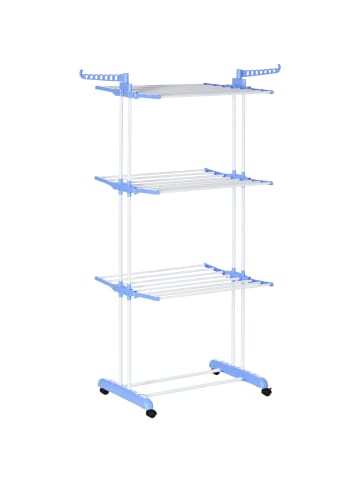 HOMCOM Wäscheständer-73L x 64B x 177H cm-Blau+Weiß