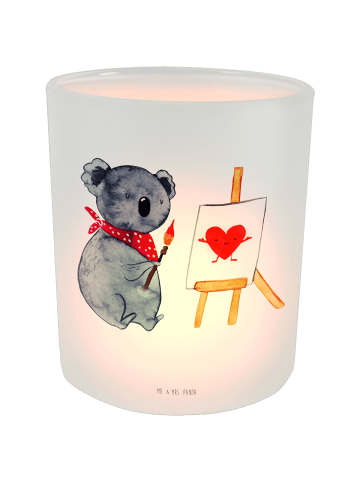 Mr. & Mrs. Panda Windlicht Glas Koala Künstler ohne Spruch in Transparent