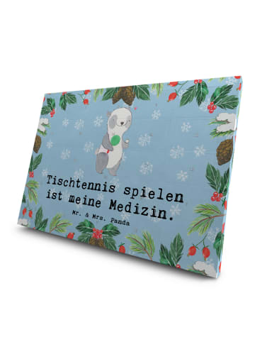 Mr. & Mrs. Panda Adventskalender Panda Tischtennis mit Spruch in Eisblau