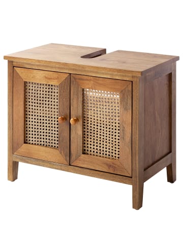 home24 home24 Waschbeckenunterschrank (1er Set) - Mango - Wiener Geflecht & Massivholz Mango - 70.0 x 60.0 x 40.0 cm in Mango