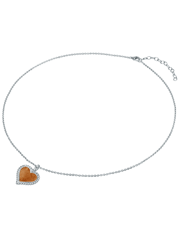 Strandglück Halskette Herz aus Sterling Silber mit Sand in silber