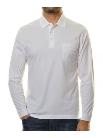 Ragman Poloshirt Langarm in Weiß