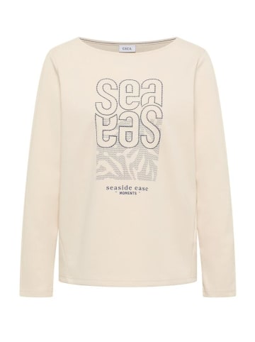 Cecil Langarmshirt in pearl beige