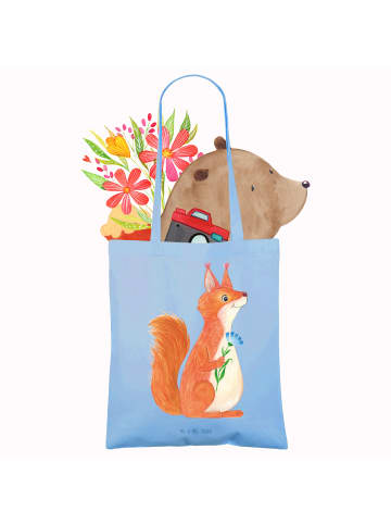 Mr. & Mrs. Panda Shopping Tasche Eichhörnchen Blume ohne Spruch in Sky Blue