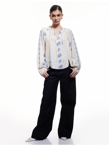 KOTON BLUSE LS in Ekru Gemustert