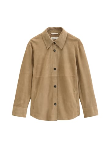 Marc O'Polo Leder-Overshirt regular in Earthy Taupe