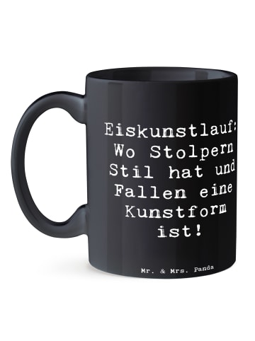 Mr. & Mrs. Panda Kaffeebecher Spruch Eiskunstlauf Kunst mit Spruch in Schwarz