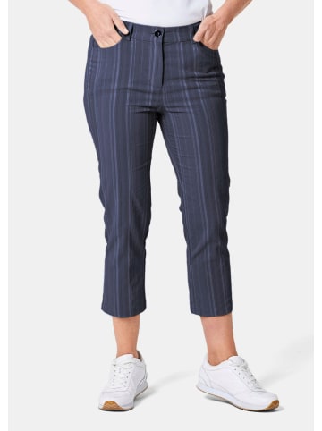 GOLDNER Kurzgröße:  Verkürzte Strukturhose, elastisch in dunkelmarine