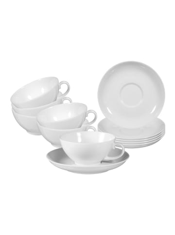 Seltmann Weiden 6er Set Teetassen mit Untertassen Rondo/Liane 0,14l weiß in weiß