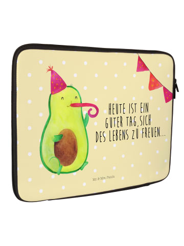 Mr. & Mrs. Panda Laptop Tasche Avocado Party mit Spruch in Gelb Pastell